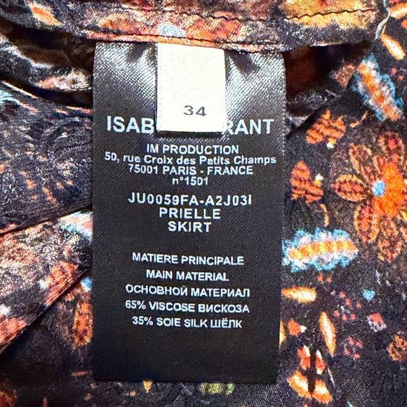 NWT ISABEL MARANT Prielle Black Floral Print Midi Skirt - Size 2 - Picture 6 of 7